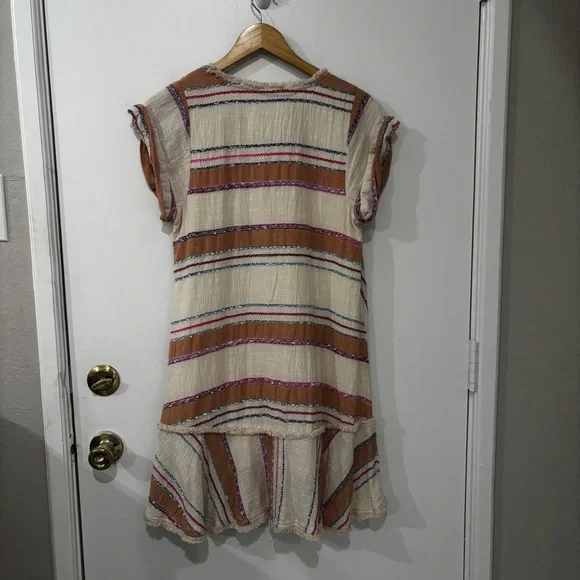 Anthropologie Holding Horses Size XSP Elira  Earth Tone Striped Tunic Dress - Picture 6 of 9